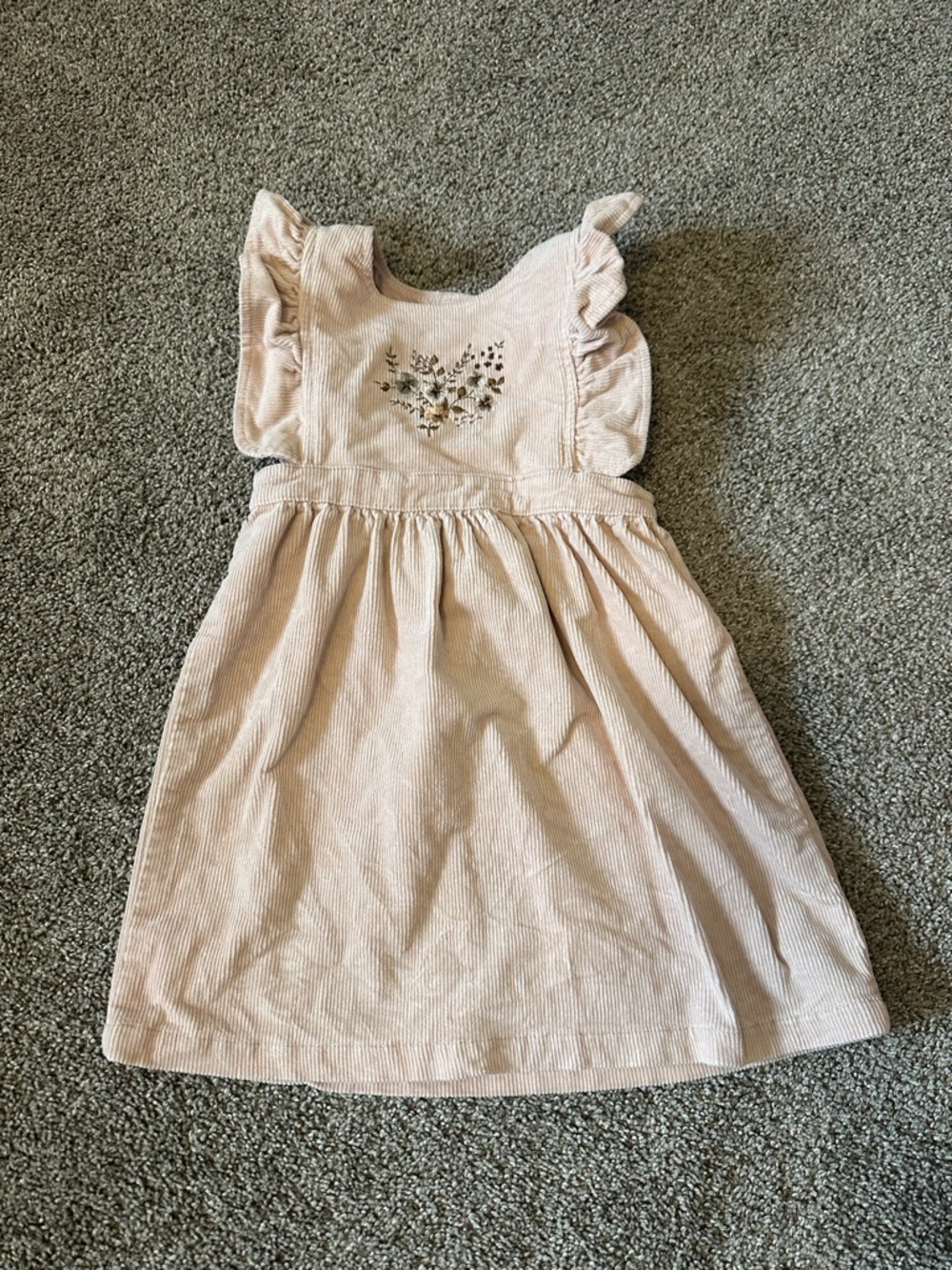 Jamie Kay Blush Pink Corduroy Dress with Floral Embroidery